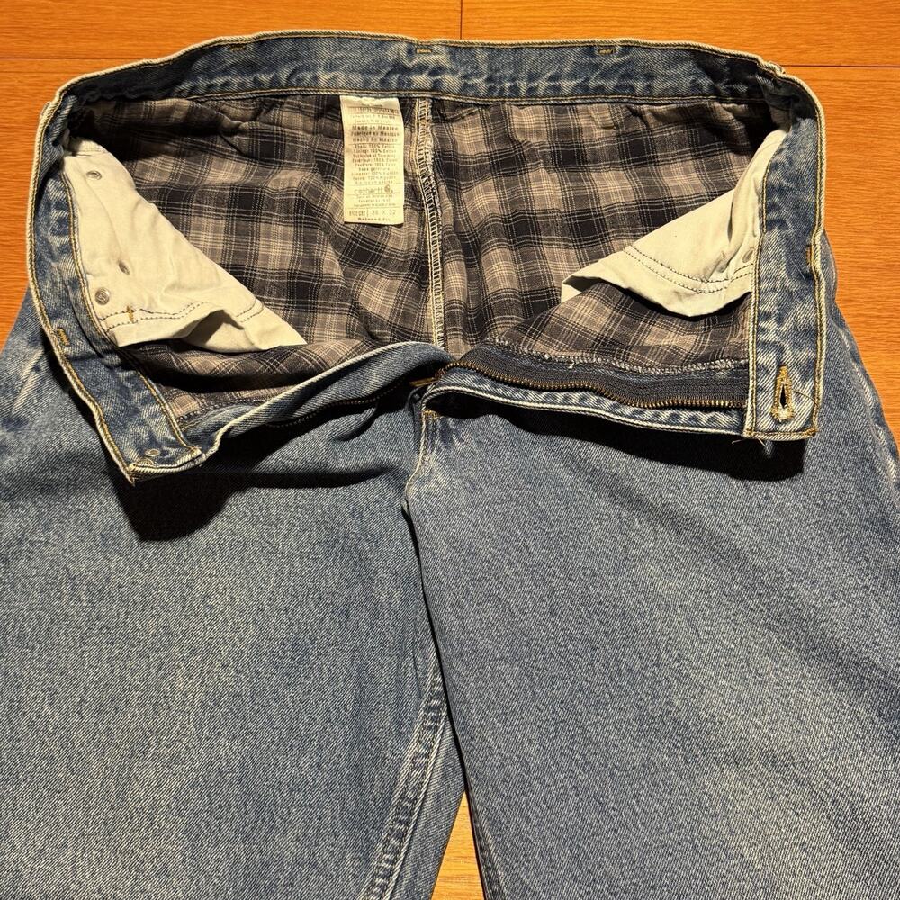 Carhartt Flannel Lined Relaxed Fit Denim Jeans Mens Size 38X32 B172-DST Workwear